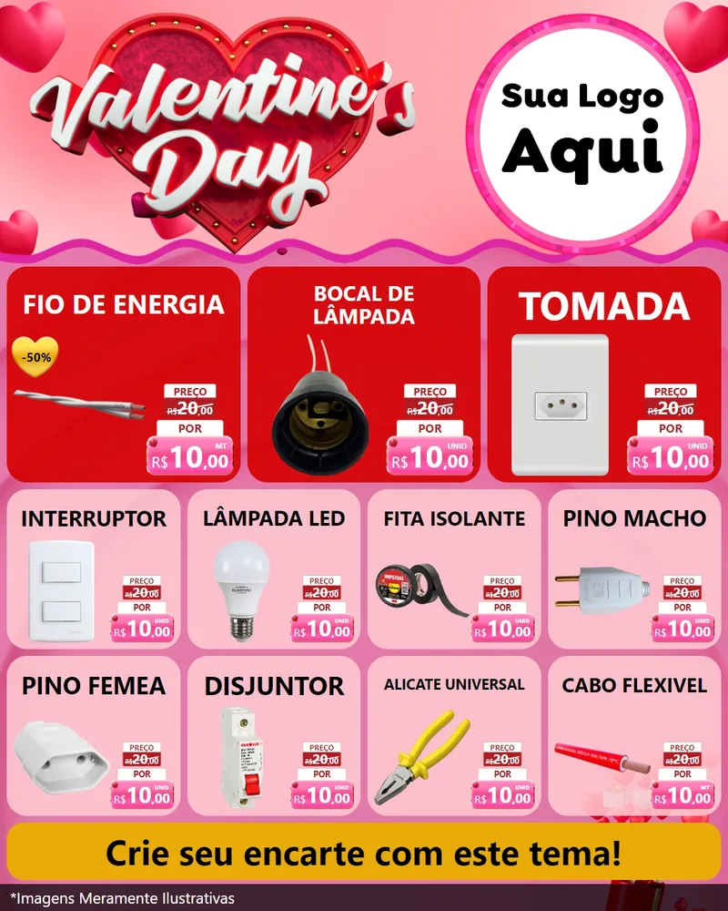 Modelo de Rede Social para Feed Instagram com o tema Valentine's Day para Materiais Elétricos