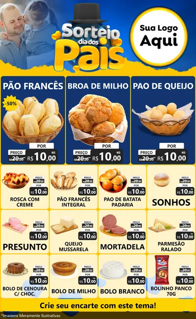 Modelo de Encarte para Encarte Grande com o tema Sorteio Dia Dos Pais para Padaria