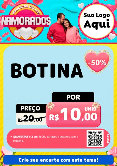Modelo de Cartaz para Cartaz A4 Vertical com o tema Promoção Dia dos Namorados para Agropecuária