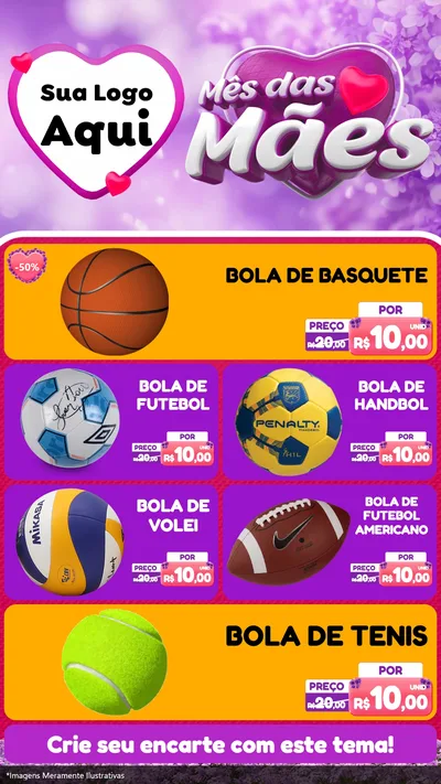 Modelo de TV para TV Vertical com o tema Mês das Mães para Artigos Esportivos