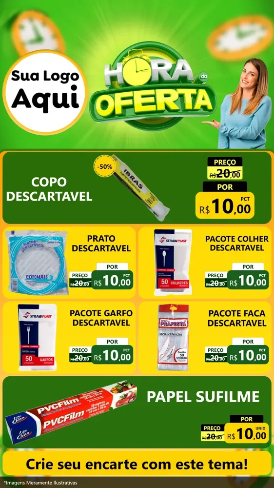Modelo de TV para TV Vertical com o tema Hora da Oferta para Embalagens