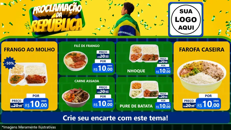 Modelo de TV para TV Horizontal com o tema Proclamação da República para Restaurante