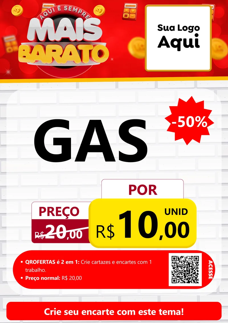 Modelo de Cartaz para Cartaz A4 Vertical com o tema Mais Barato para Água e gás