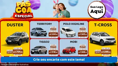 Modelo de TV para TV Horizontal com o tema Páscoa Especial para Concessionaria de Carros