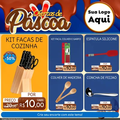 Modelo de Rede Social para Feed Facebook com o tema Ofertas de Páscoa para Utilidades Domésticas