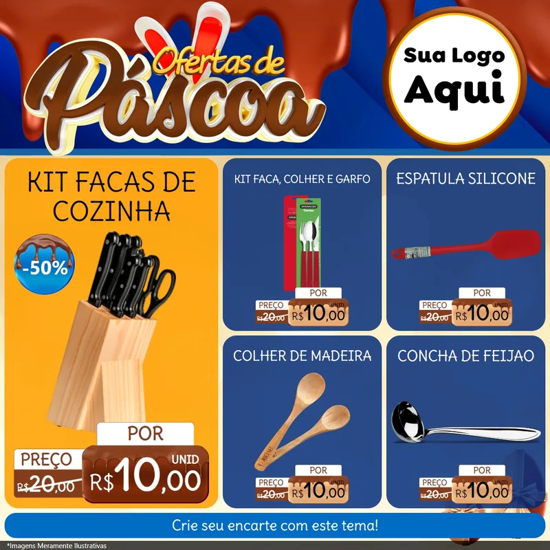 Modelo de Rede Social para Feed Facebook com o tema Ofertas de Páscoa para Utilidades Domésticas
