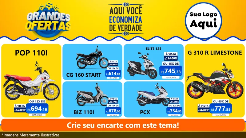 Modelo de TV para TV Horizontal com o tema Grandes Ofertas para Concessionaria de Motos
