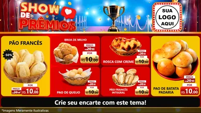 Modelo de TV para TV Horizontal com o tema Show de Prêmios para Padaria
