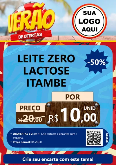 Modelo de Cartaz para Cartaz A4 Vertical com o tema Verão de Ofertas para Frios e Laticínios