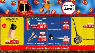 Modelo de TV para TV Horizontal com o tema Dia I - O Dia Mais Barato Do Mês para Utilidades Domésticas