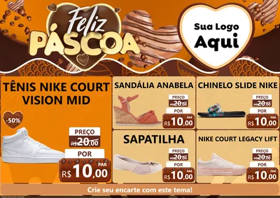 Modelo de Encarte para Encarte A4 Horizontal com o tema Feliz Páscoa para Calçados