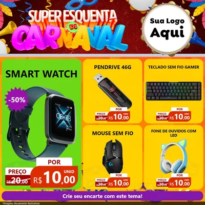 Modelo de Rede Social para Feed Facebook com o tema Super Esquenta de Carnaval para Informática