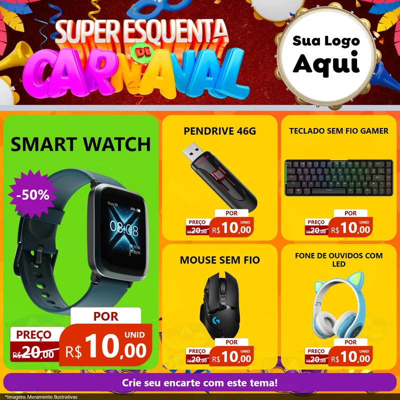 Modelo de Rede Social para Feed Facebook com o tema Super Esquenta de Carnaval para Informática