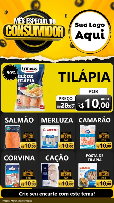 Modelo de Rede Social para Stories com o tema Mês Especial do Consumidor para Peixaria