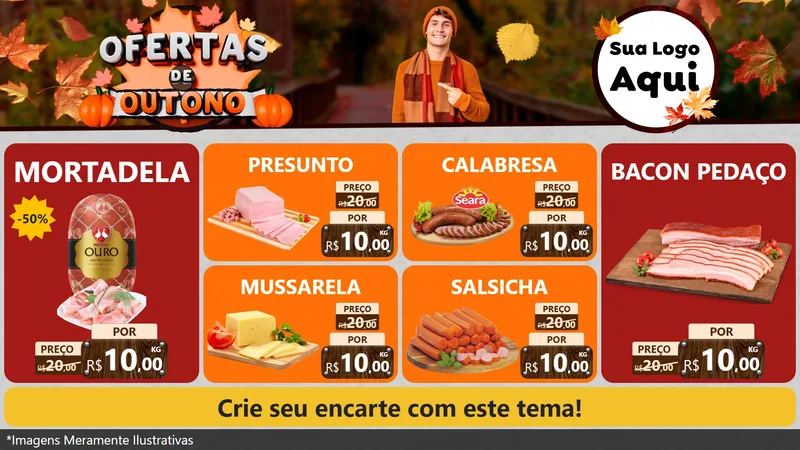 Modelo de TV para TV Horizontal com o tema Ofertas de Outono para Frios e Laticínios