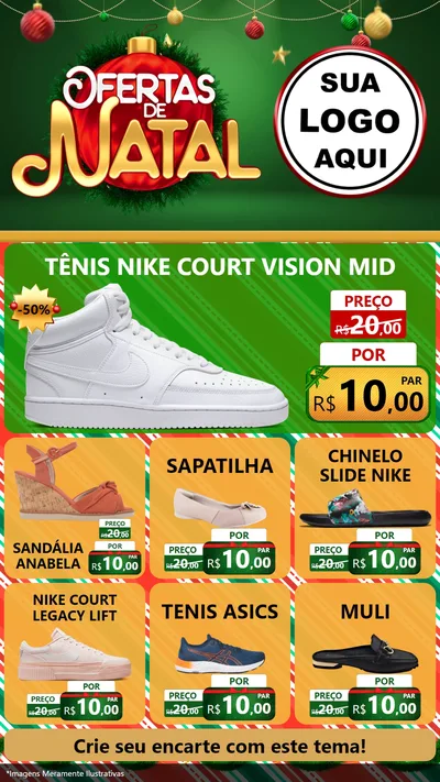 Modelo de Rede Social para Stories com o tema Ofertas de Natal para Calçados