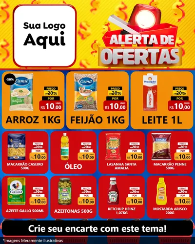 Modelo de Rede Social para Feed Instagram com o tema Alerta de Ofertas para Supermercado