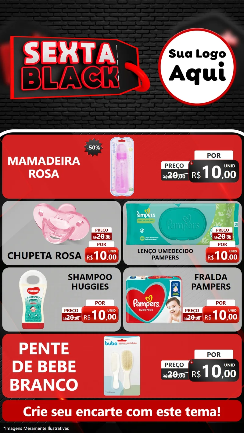 Modelo de TV para TV Vertical com o tema Sexta Black para Bebês