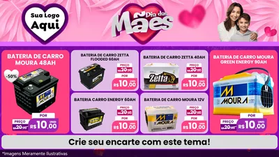 Modelo de TV para TV Horizontal com o tema Dia das Mães para Baterias Elétricas