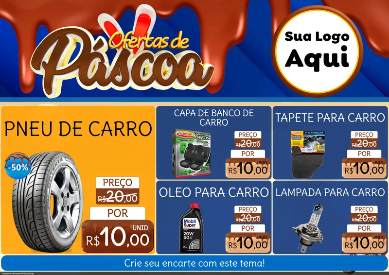 Modelo de Encarte para Encarte A4 Horizontal com o tema Ofertas de Páscoa para Auto peças