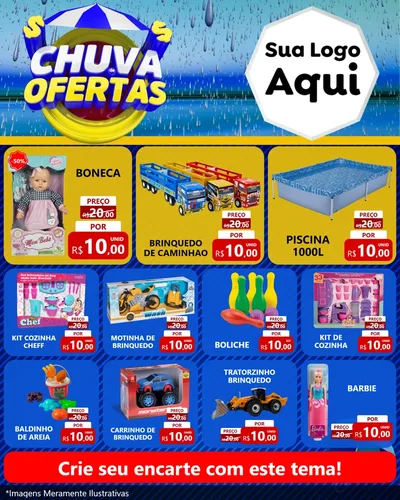 Modelo de Rede Social para Feed Instagram com o tema Chuva de Ofertas para Brinquedos