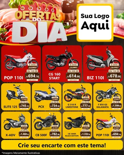 Modelo de Rede Social para Feed Instagram com o tema Ofertas do Dia para Concessionaria de Motos