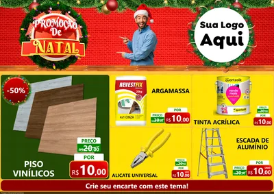Modelo de Encarte para Encarte A4 Horizontal com o tema Promoção de Natal para Material para Construção
