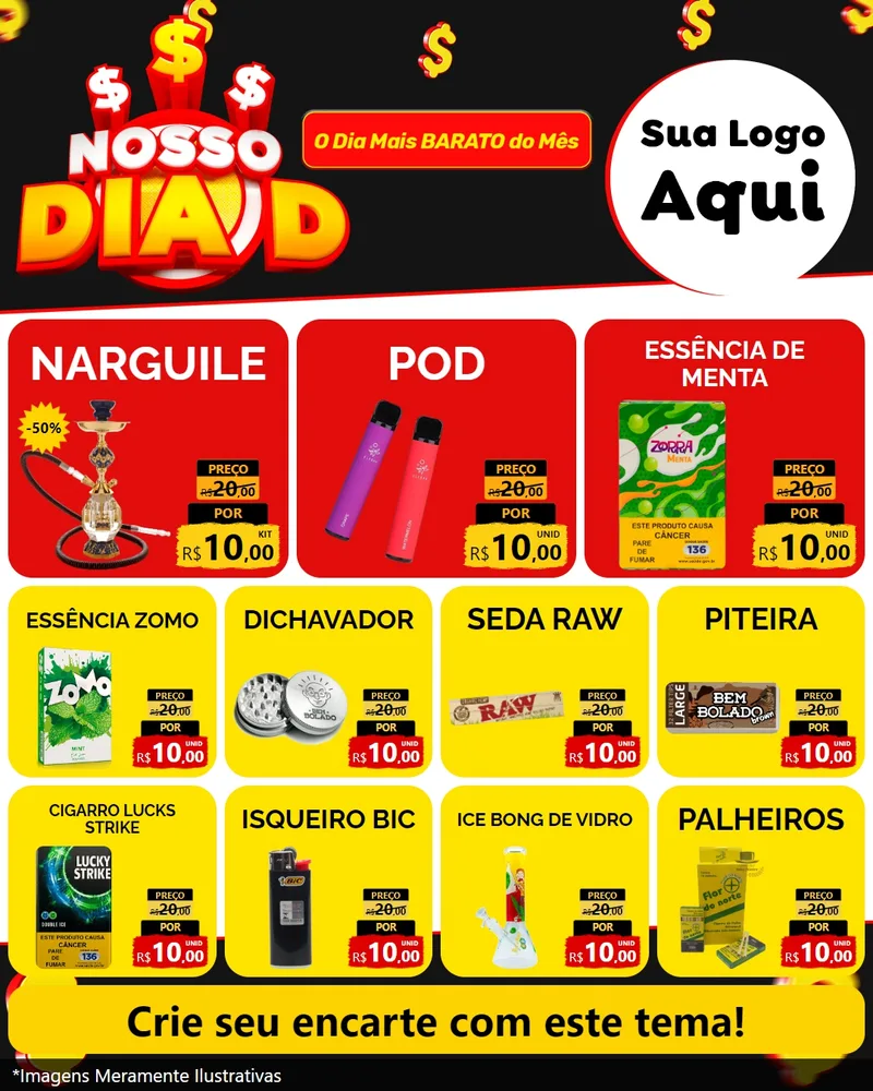 Modelo de Rede Social para Feed Instagram com o tema Nosso Dia D para Tabacaria