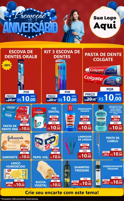Modelo de Encarte para Encarte Grande com o tema Promoção de Aniversário para Higiene Pessoal