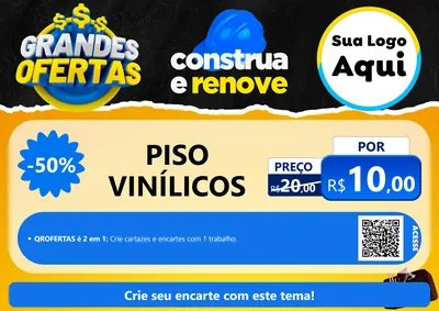 Modelo de Cartaz para Cartaz A4 Horizontal com o tema Grandes Ofertas - Material de Construção para Material para Construção