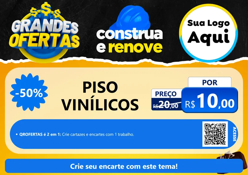 Modelo de Cartaz para Cartaz A4 Horizontal com o tema Grandes Ofertas - Material de Construção para Material para Construção