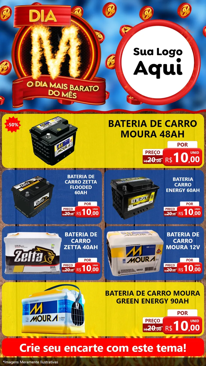 Modelo de TV para TV Vertical com o tema Dia M - O Dia Mais Barato Do Mês para Baterias Elétricas