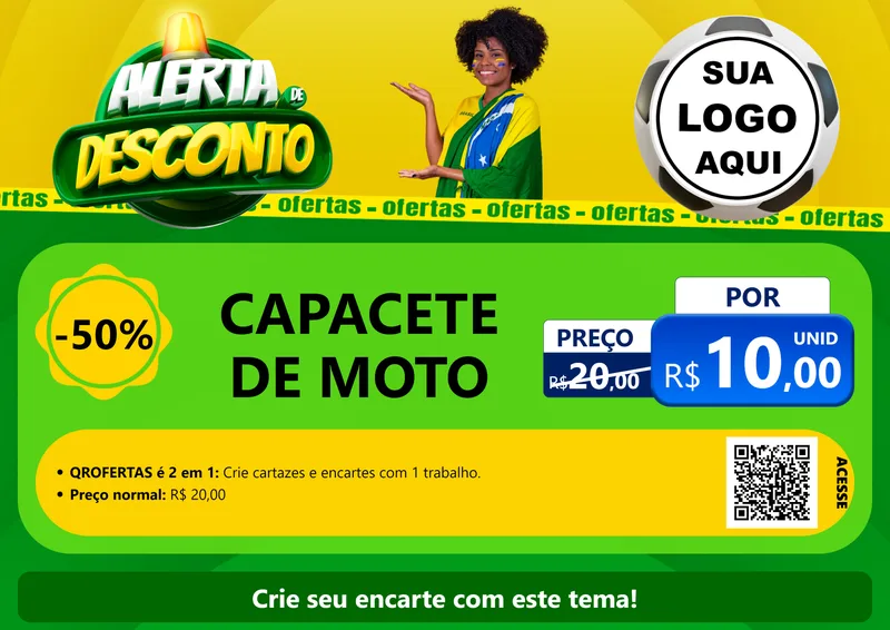 Modelo de Cartaz para Cartaz A4 Horizontal com o tema Alerta de Desconto para Moto peças