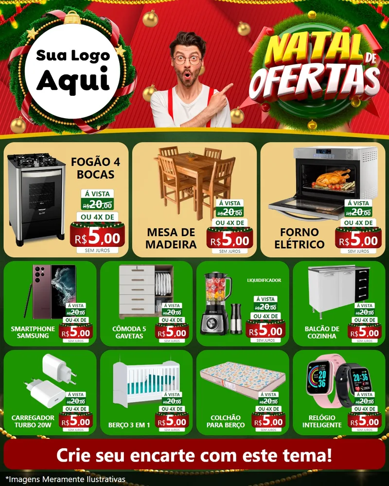 Modelo de Rede Social para Feed Instagram com o tema Natal de Ofertas para Móveis e Eletro