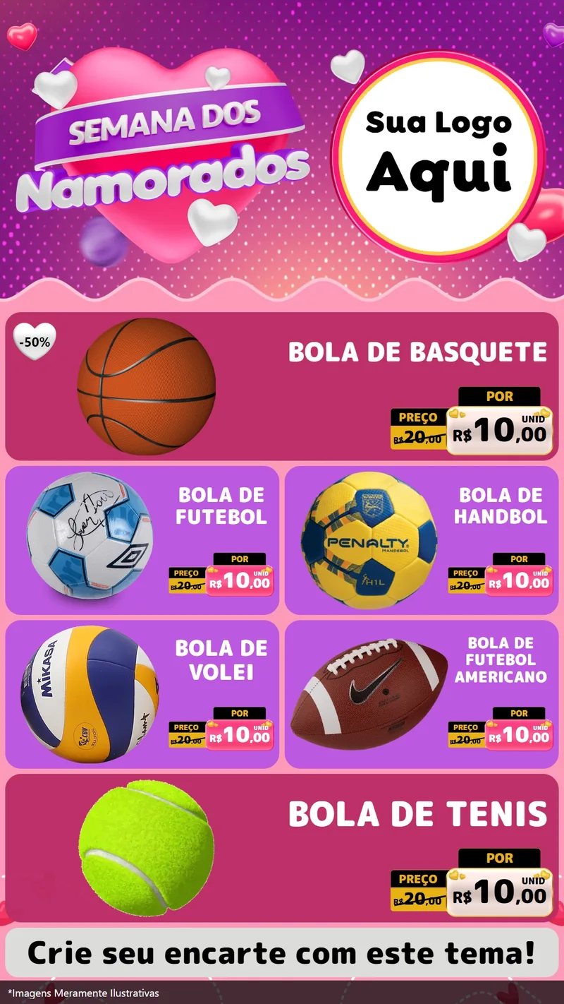 Modelo de TV para TV Vertical com o tema Semana dos Namorados para Artigos Esportivos