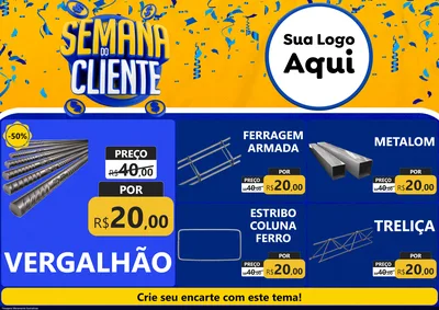 Modelo de Encarte para Encarte A4 Horizontal com o tema Semana do Cliente para Ferragens