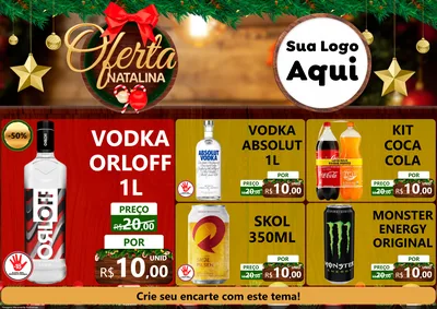 Modelo de Encarte para Encarte A4 Horizontal com o tema Ofertas Natalina para Distribuidora de bebidas