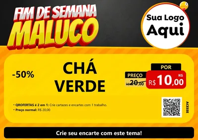 Modelo de Cartaz para Cartaz A4 Horizontal com o tema Final de Semana Maluco para Produtos Naturais
