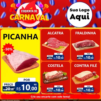Modelo de Rede Social para Feed Facebook com o tema Esquenta de Carnaval para Açougue