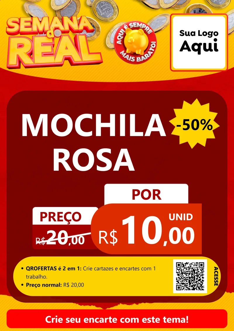 Modelo de Cartaz para Cartaz A4 Vertical com o tema Semana do Real para Papelaria