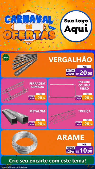 Modelo de TV para TV Vertical com o tema Carnaval de Ofertas para Ferragens