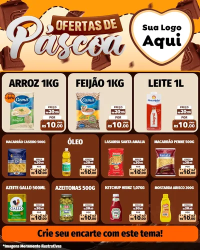 Modelo de Rede Social para Feed Instagram com o tema Ofertas de Páscoa para Supermercado