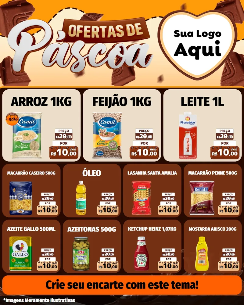 Modelo de Rede Social para Feed Instagram com o tema Ofertas de Páscoa para Supermercado