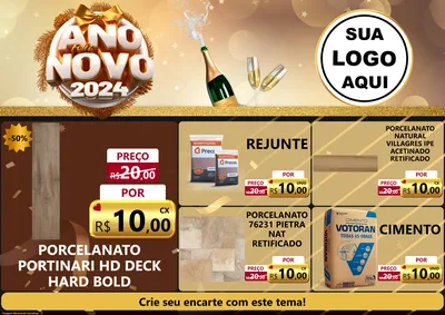 Modelo de Encarte para Encarte A4 Horizontal com o tema Feliz Ano Novo 2027 para Pisos e revestimentos
