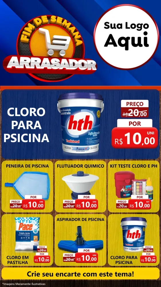 Modelo de Rede Social para Stories com o tema Fim De Semana Arrasador para Produtos para Piscina