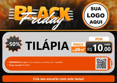 Modelo de Cartaz para Cartaz A4 Horizontal com o tema Black Friday para Peixaria