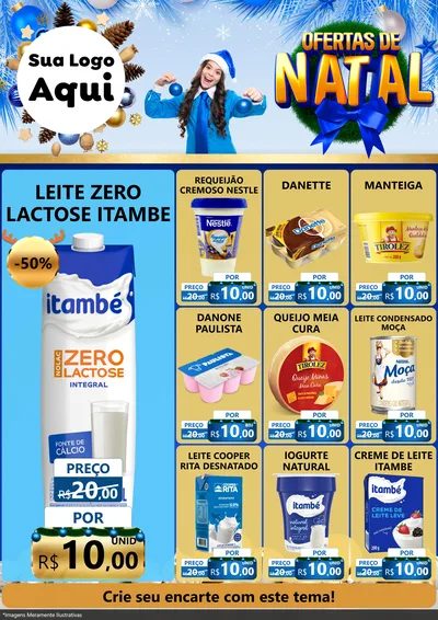 Modelo de Encarte para Encarte A4 Vertical com o tema Ofertas de Natal para Frios e Laticínios