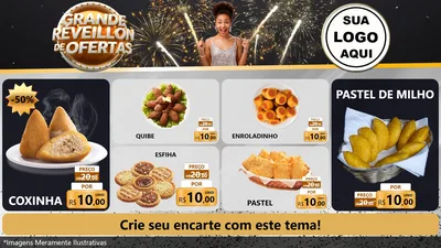 Modelo de TV para TV Horizontal com o tema Grande Réveillon de Ofertas para Salgadaria