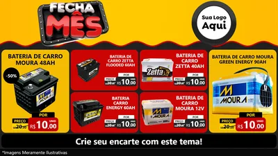 Modelo de TV para TV Horizontal com o tema Fecha Mês para Baterias Elétricas