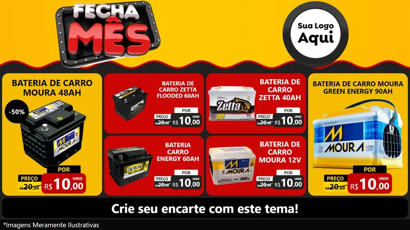 Modelo de TV para TV Horizontal com o tema Fecha Mês para Baterias Elétricas